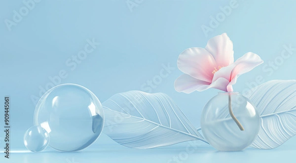 Obraz 3d background in minimalist style with flower