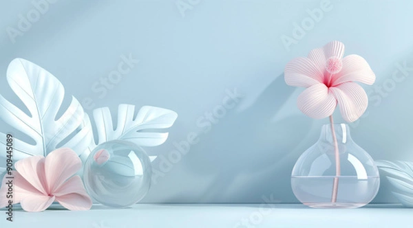 Obraz 3d background in minimalist style with flower