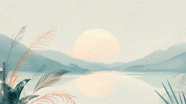 Obraz Minimalistic landscape with plants