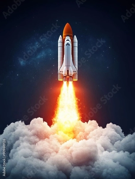 Fototapeta Space Shuttle Launching into the Night Sky. Generative ai.