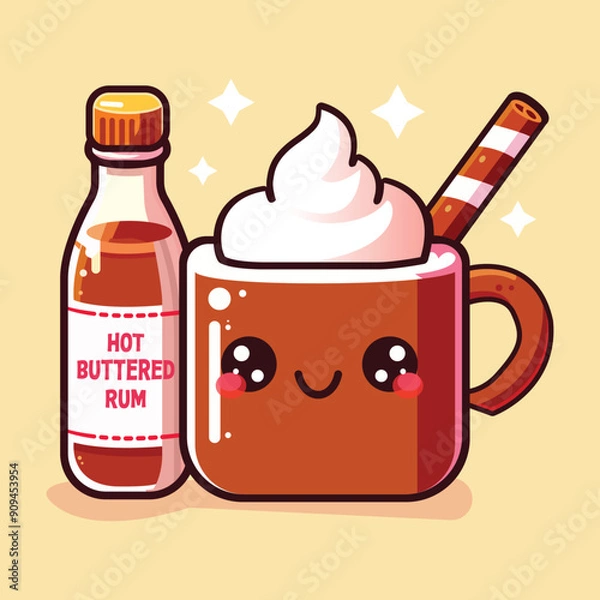 Obraz Christmas kawaii Classic Hot Buttered Rum flat icon