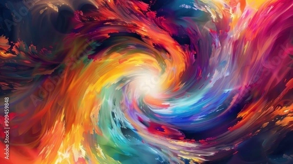 Fototapeta Abstract shapes converge in vibrant, uncertain vortex.