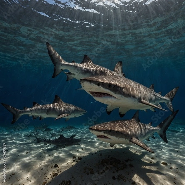 Fototapeta photo of a shark on the seabed, very lucky to meet one 