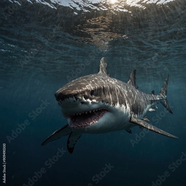 Fototapeta photo of a shark on the seabed, very lucky to meet one  