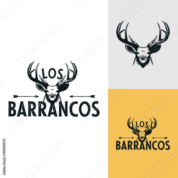 Obraz Deer Buck Stag Head Antlers for Forest Outdoor Adventure or Wildlife Hunting Vintage logo design vector arrow