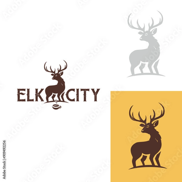 Obraz elk deer bulk coffee logo silhouette vector designs