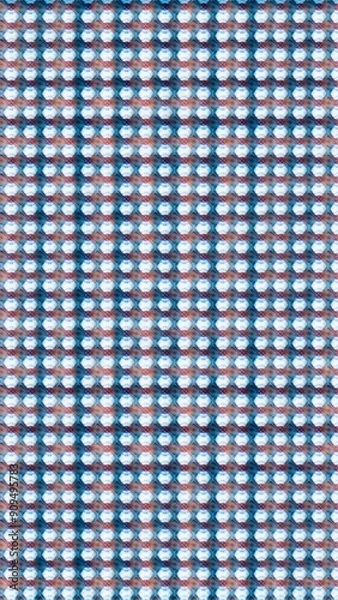 Fototapeta Geometric motif of red blue circles texture in dynamic composition art illustration abstract background.