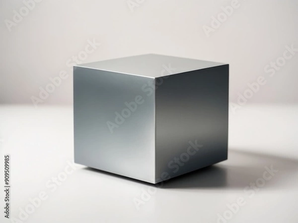 Fototapeta Metal grey cube on a white background abstract geometric shape