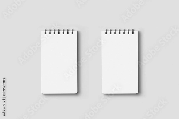 Obraz Small spiral notebook mockup. Realistic blank empty notepad on the grey background