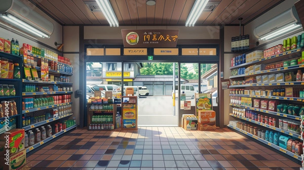Obraz A Cozy Interior Of A Neighborhood Grocery Store During The Afternoon