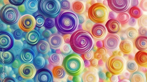 Fototapeta Colorful abstract circular pattern with vibrant spirals, artistic background. Creative design concept