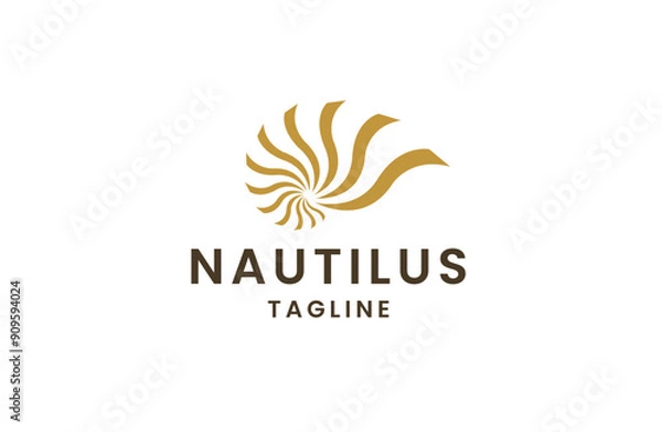 Obraz Nautilus shell spiral shape logo icon design template flat vector