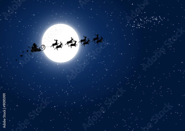 Obraz Santa Claus flying in the Christmas night