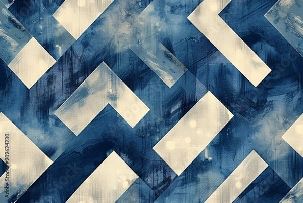 Fototapeta Sophisticated continuous design featuring geometric distressed textile aesthetics.