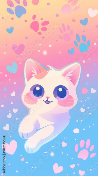 Obraz Instagram style cute cat poster, can be used as store/online store poster/advertising background, mobile phone wallpaper