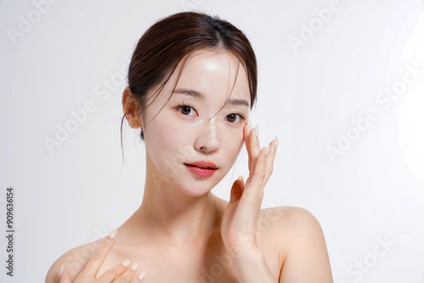 Fototapeta 美しい若い女性の美容ポートレート