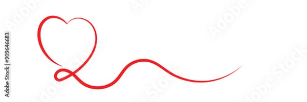 Fototapeta The stylized symbol with red heart on white background. vector illustration.