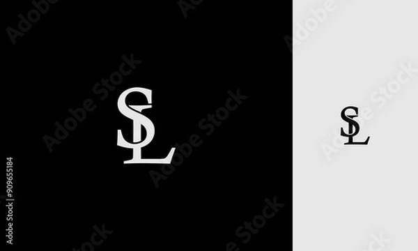 Fototapeta Initial letter SL,LS with overlap vintage font, logo template design monogram