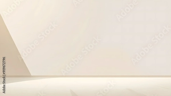 Fototapeta Abstract empty light cream or beige studio wall backdrop with beautiful light. Elegant minimalist background for product presentation.