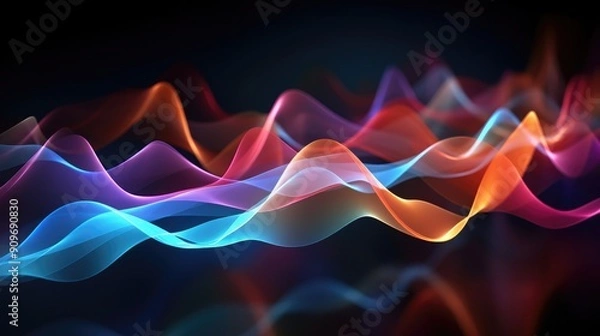 Fototapeta 3D abstract sound waves with pulsing effect