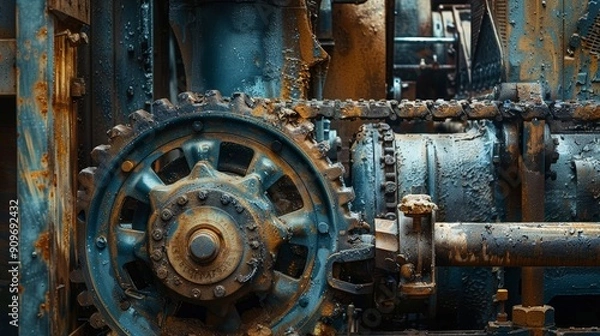 Fototapeta Old machinery serves as reminders of industrial challenges and breakthroughs in materials science.