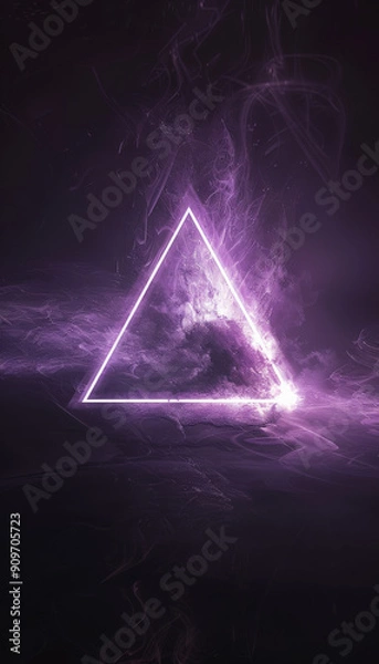 Fototapeta Glowing White Triangle in Void