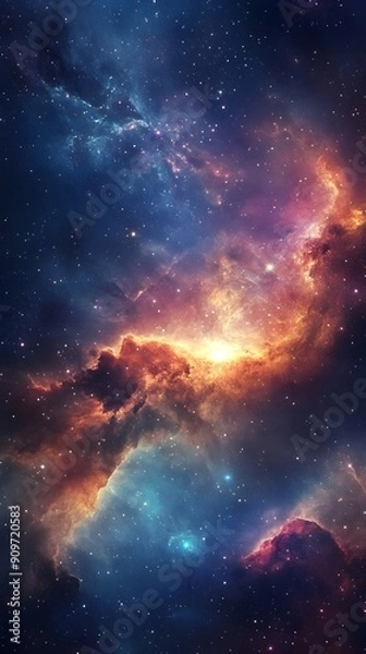 Fototapeta Breathtaking Cosmic Landscape Filled with Shimmering Stars and Vibrant Galactic Nebulae