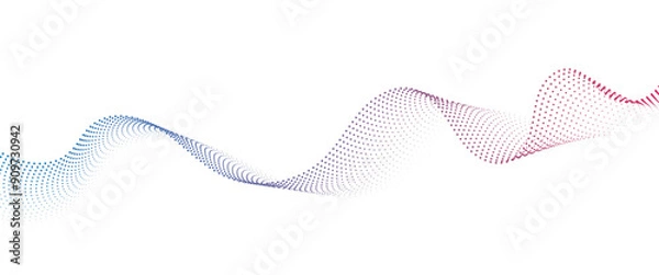 Obraz Flowing Dot Wave halftone gradient pattern on transparent background