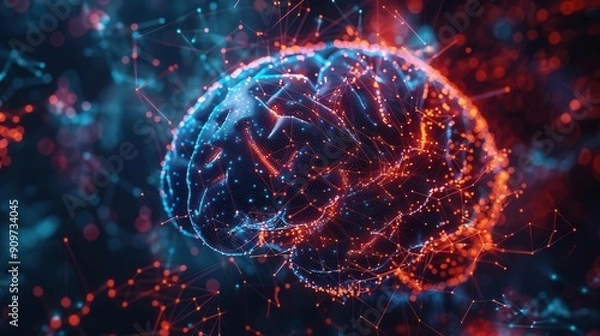 Fototapeta Visualization of a human brain with interconnected neural networks