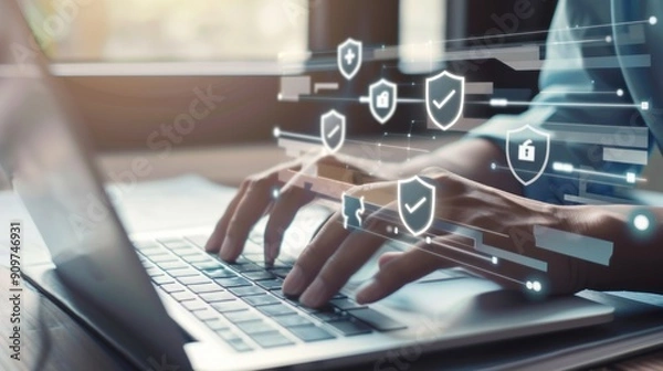 Fototapeta Secure Online Transactions with Digital Shield Protection