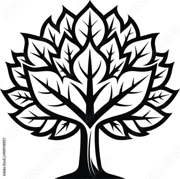 Obraz Black And White Maple Tree Silhouette 