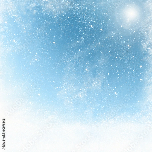 Obraz realistic snowfall with winter sun shining - backround