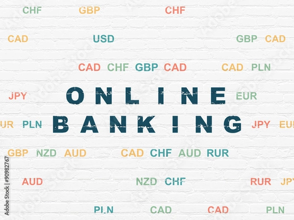 Fototapeta Money concept: Online Banking on wall background