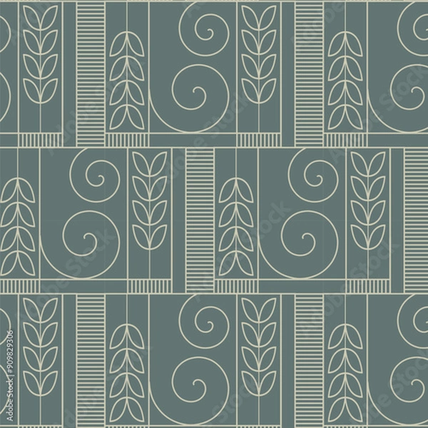 Fototapeta Laser cutting design for temple, Mandir Jali, Partition in abstract tree and leaves. Vector clean design for fabric, wallpaper, background. Pattern is on swatches panel