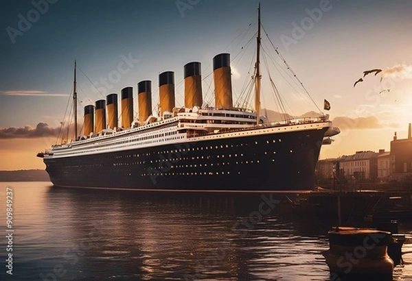 Fototapeta croisiere bateau titanic le cruiseliner boat shipwreck danger transport iceberg maritime historic sailor illustration computing image three-dimensional