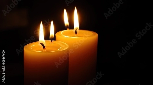 Fototapeta Two Burning Candles in the Dark