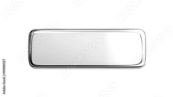 Fototapeta Silver shining rectangle button isolated on white created with Generative AI