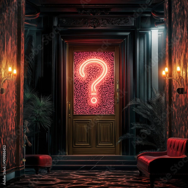 Fototapeta Question Mark Door Sign Mystery Riddle