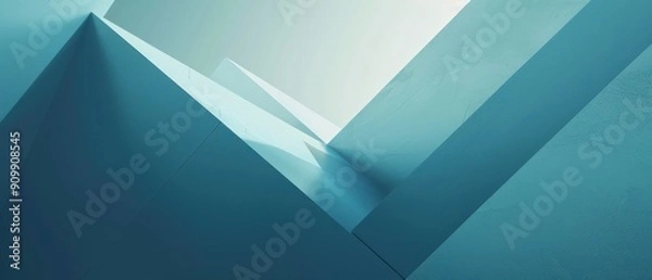Fototapeta Modern abstract geometric background featuring intersecting blue shapes creating dynamic light and shadow effects.