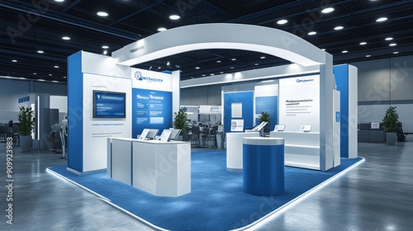 Obraz Clean exhibition booth with informational displays and promotional items for political convention
