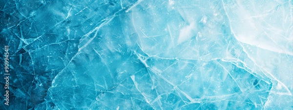 Fototapeta Abstract blue ice texture background. Winter and New Year backdrop for wallpaper, poster, banner with copy space.