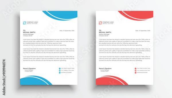 Fototapeta Professional Letterhead Template Set corporate modern letterhead design template with creative modern letter head design template for your project. letterhead, letter head, Business letterhead design.