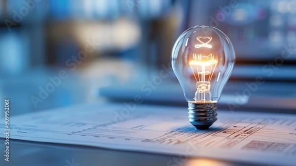 Obraz Patented Technologies  A brightly lit patent document