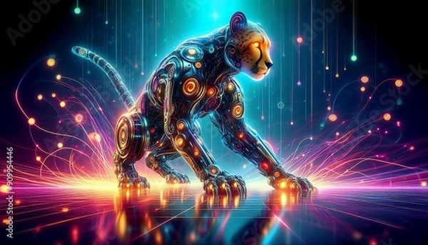 Fototapeta Robotic Roar: A Digital Leap : Cheetah