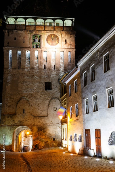 Fototapeta historical center of Sighisoara at night