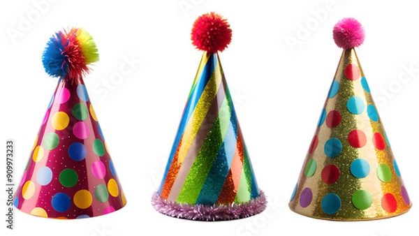 Obraz set of three party hats isolated on white