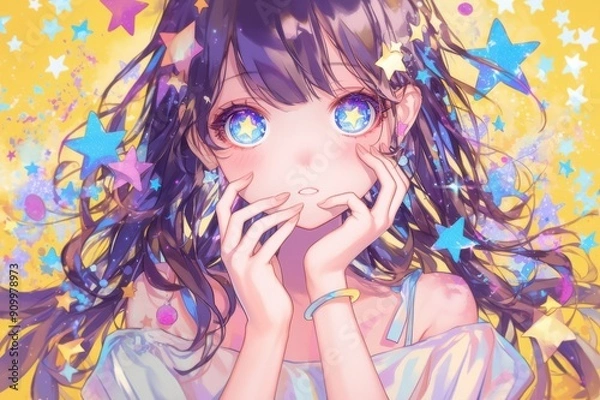 Obraz 星が煌めく東京ガール（アイドル・インフルエンサー・モデル・アート・ユーチューバー・アイコン・ポートレート）