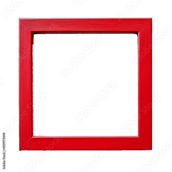 Fototapeta Simple Red Wooden Frame with Transparent Background  Bold and Minimalist Design Element PNG