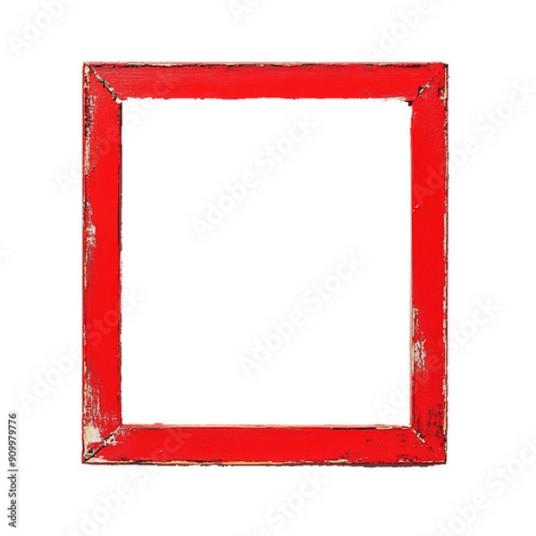 Fototapeta Vintage Red Wooden Frame with Transparent Background, Rustic and Decorative Design Element PNG