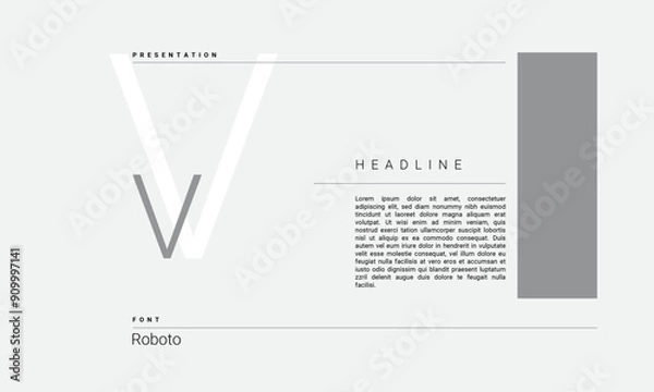 Fototapeta Business Alphabet presentation template monogram black and white grayscale letters minimalistic layout